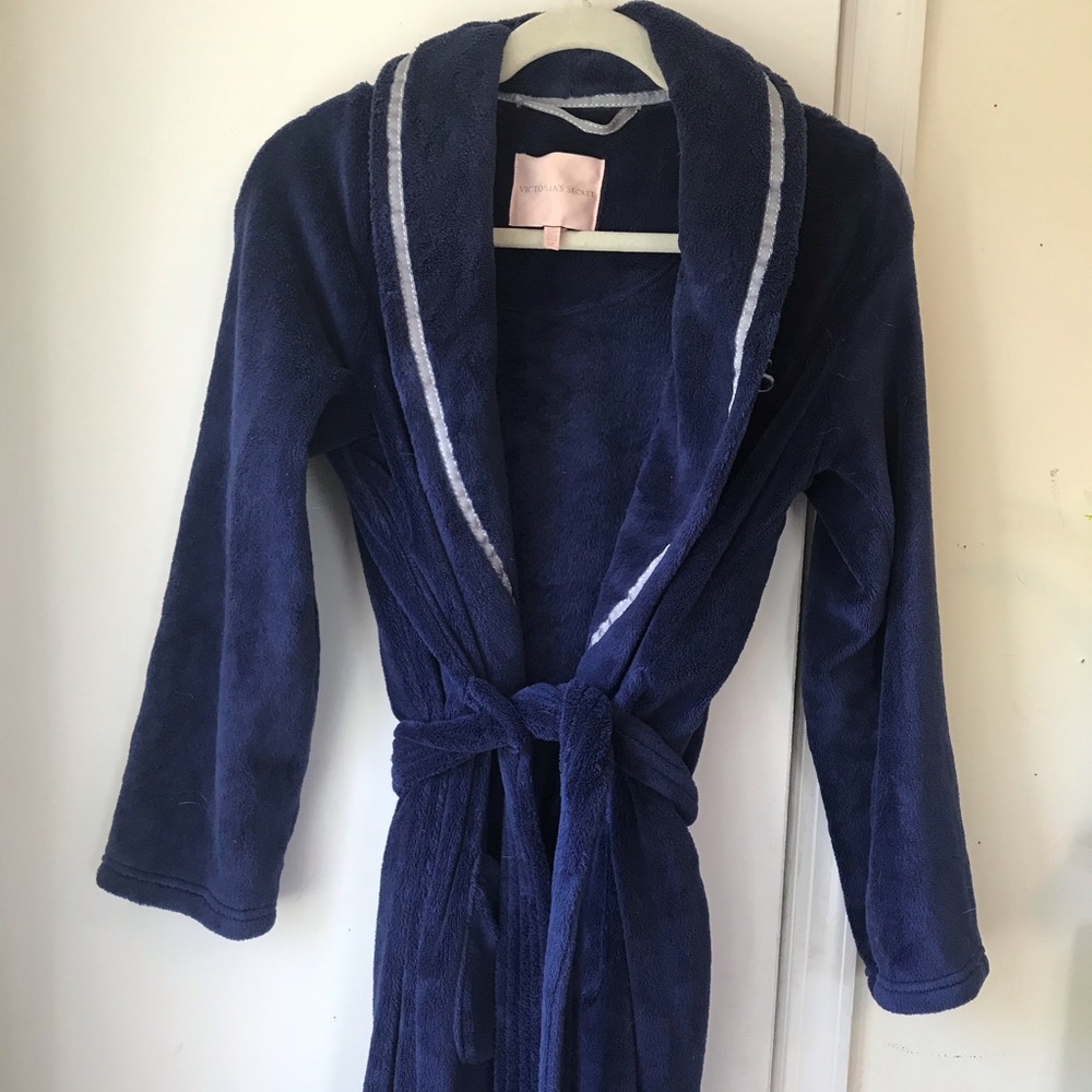 Victoria’s Secret plush dark blue bathrobe